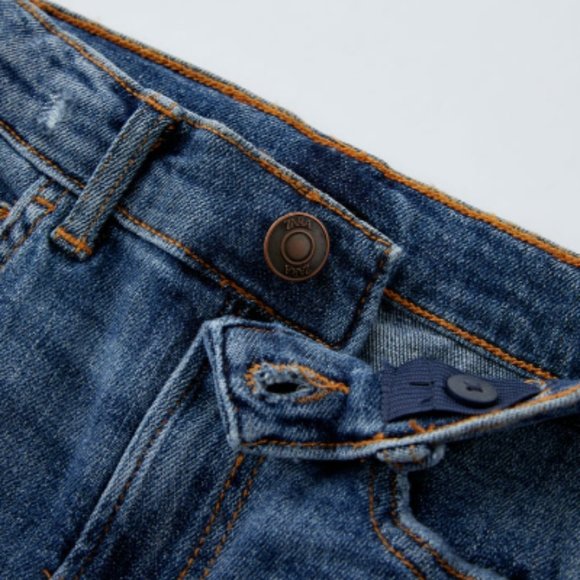 Zara Kids Jeans Mid Rise Skinny Jeans Distressed Dark Wash SZ 4/5 Girls NEW! - Picture 7 of 13